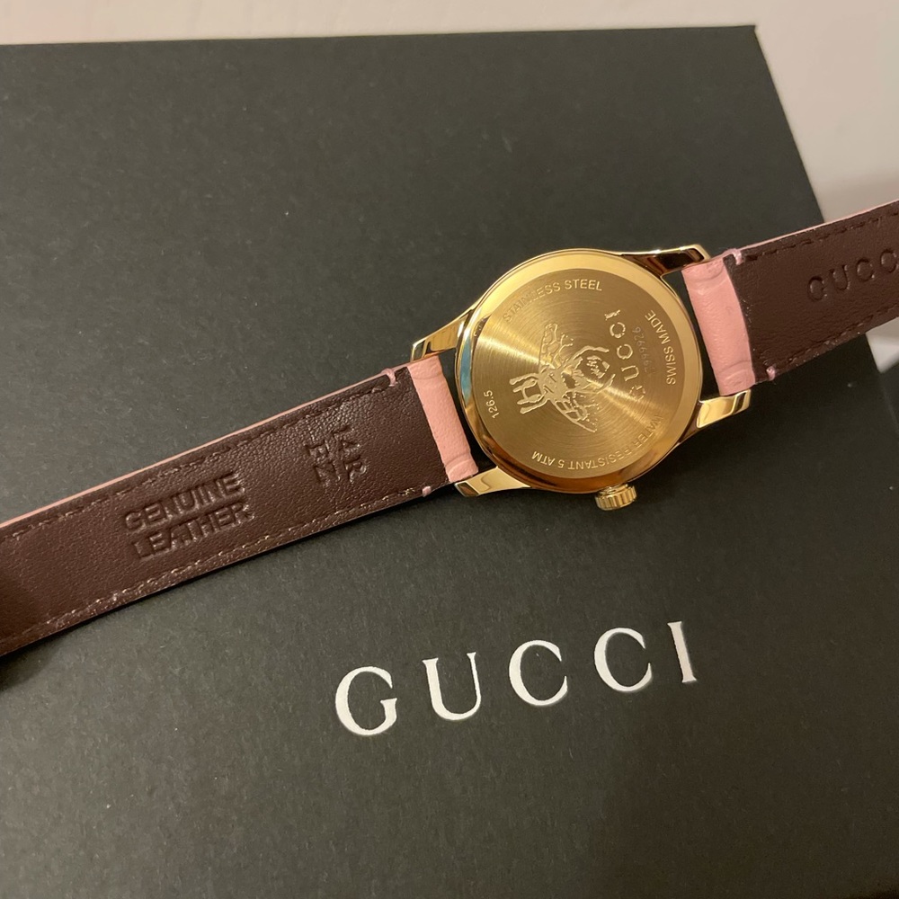 GUCCI pink leather watch - Picture 5 of 5